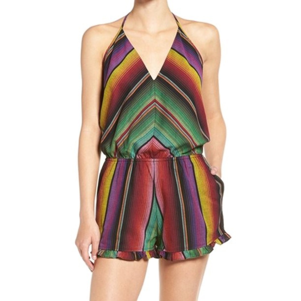 Stylish Multicolored Romper With Halter Neck - image 1